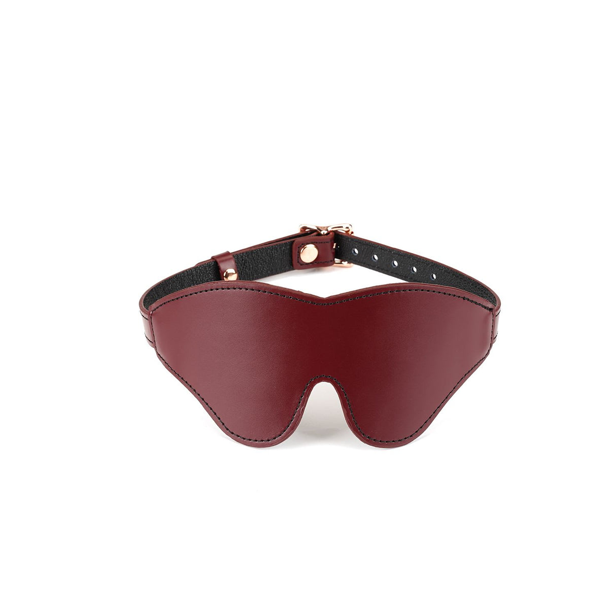 Wine Red - Leather Blindfold with Rose Gold Buckle