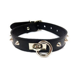 Leather O Ring Studded Collar